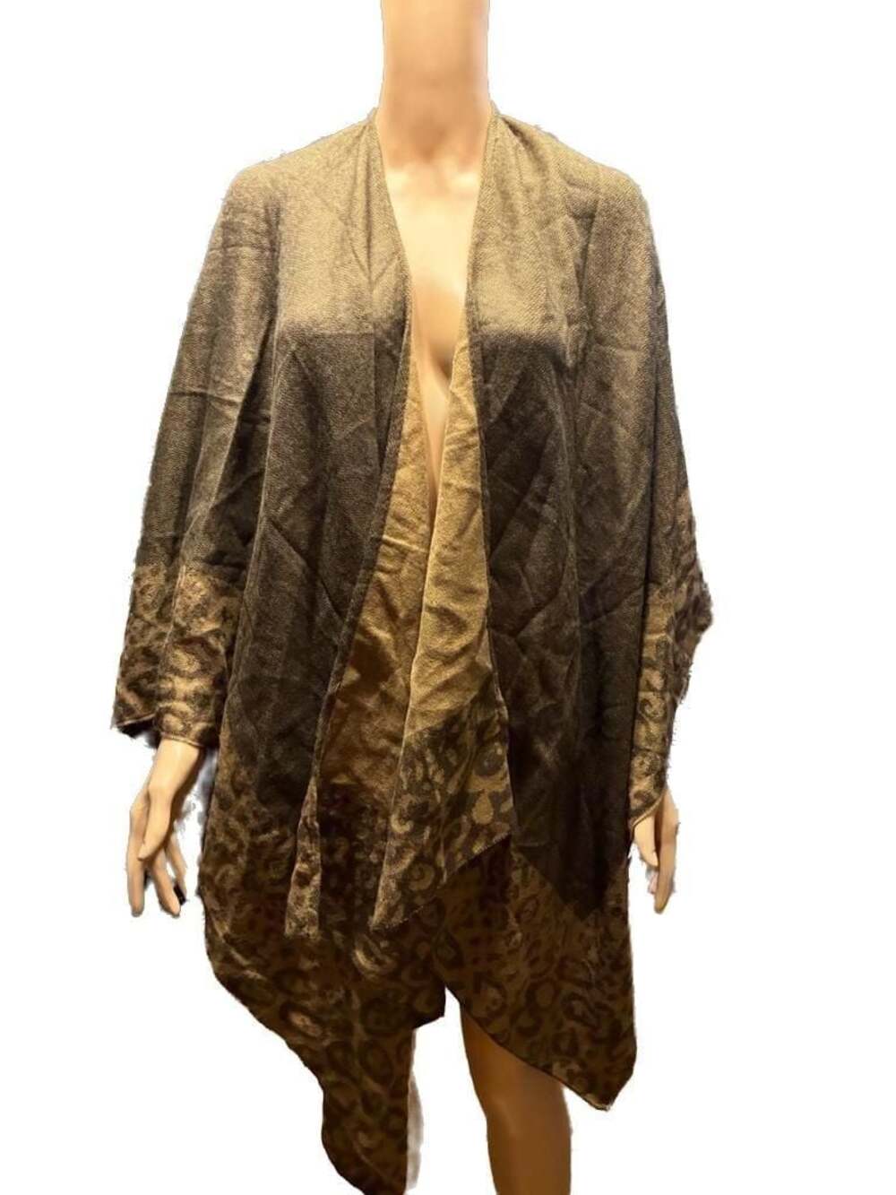 Cato Accessories Women's Brown Leopard Print One Size Open Front Shawl Wrap